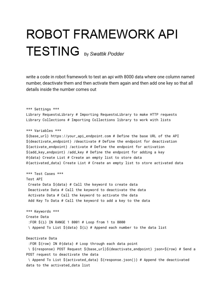 API Testing with Robot Framework | PDF | Computer Science | Computer ...