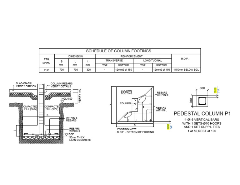 Pedestal Column Footing Details | PDF | Design | Architectural Elements