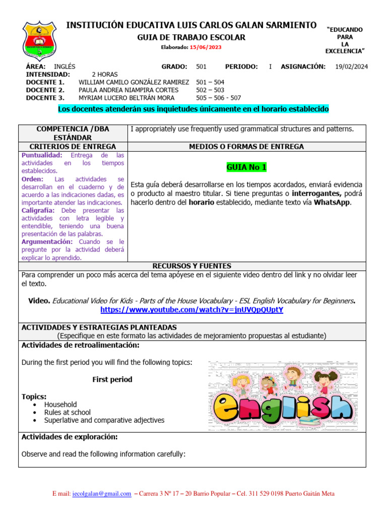 2024 501 Ing Act 1 Parts of The House | PDF