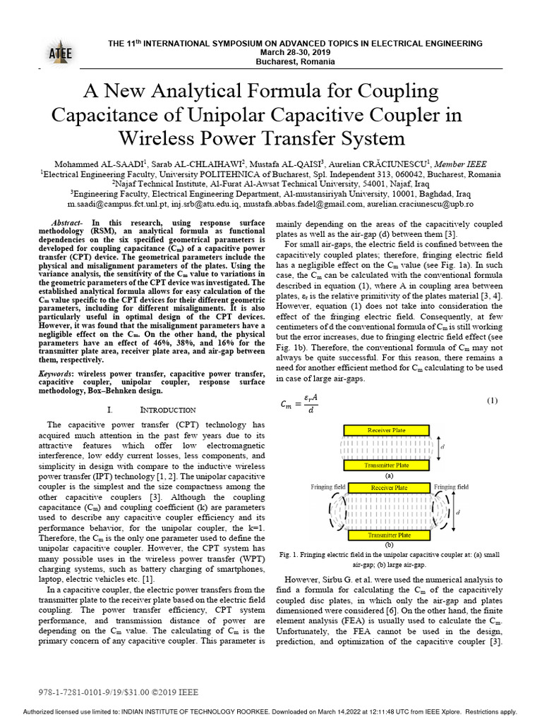 A New Analytical Formula For Coupling Capacitance of Unipolar ...