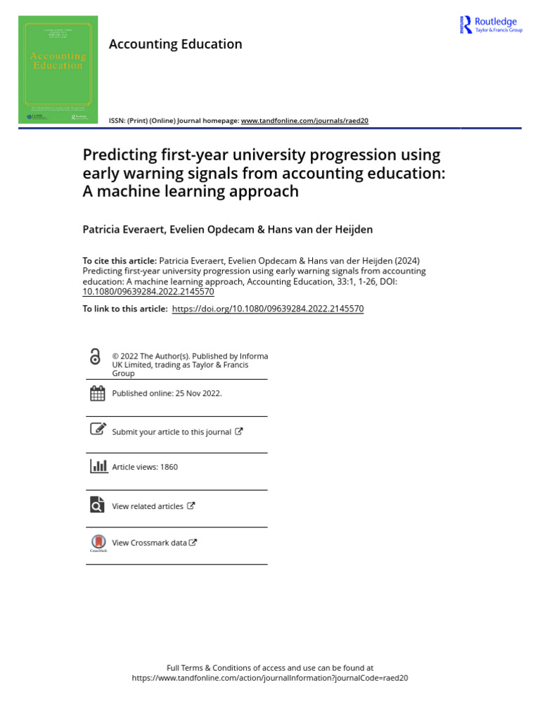 Predicting First Year University Progression Using Early Warning ...