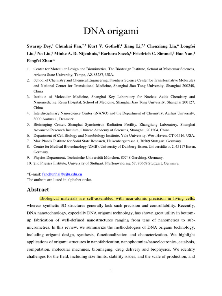 DNA Origami: Methods and Applications | PDF | Atomic Force Microscopy ...