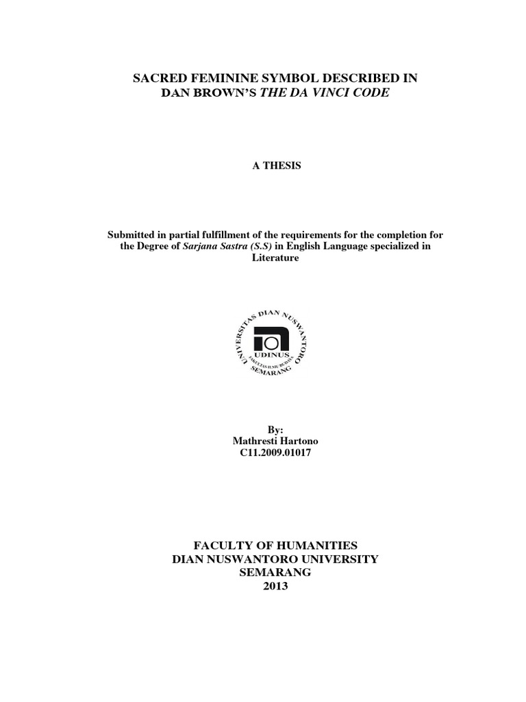 Sacred Feminine Symbol Thesis Pdf Dan Brown