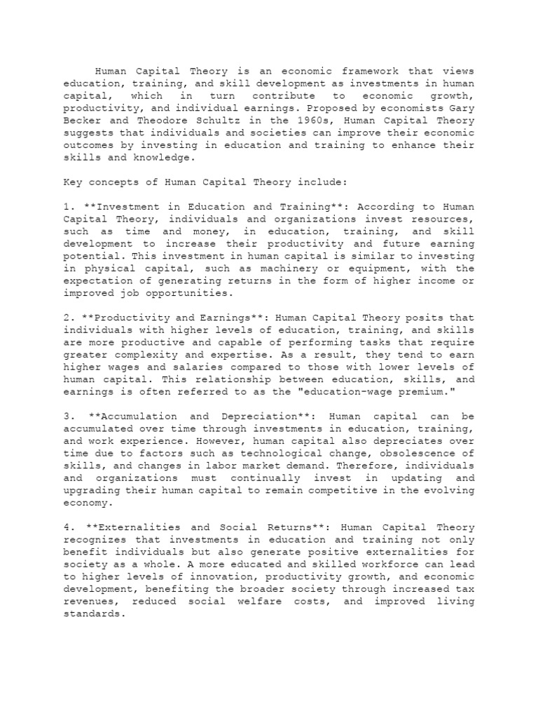 Human Capital Theory | PDF | Human Capital | Economic Growth