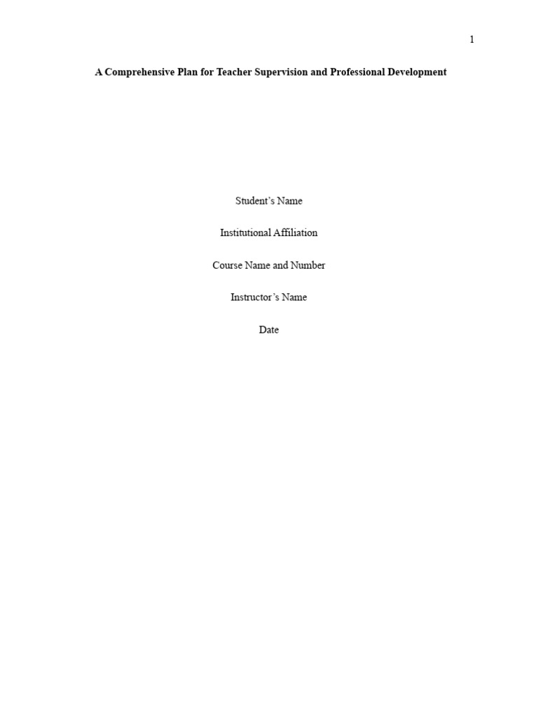 Teacher Supervision and Development Plan | PDF | Teachers | Collaboration