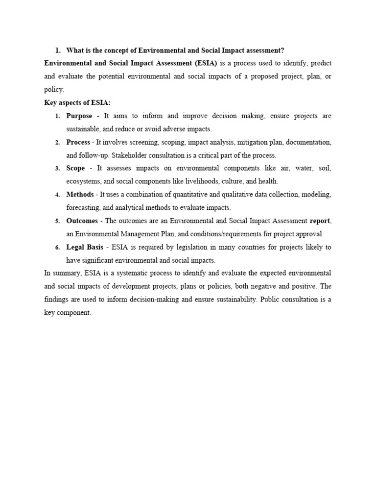 ESIA Process Steps and Methodology | PDF | Environmental Impact ...