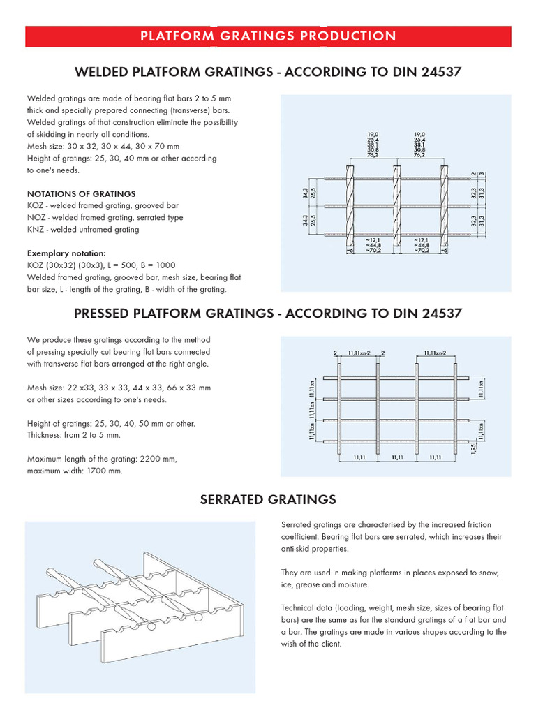 DIN 24537 Grating Specifications Guide | PDF | Secondary Sector Of The ...