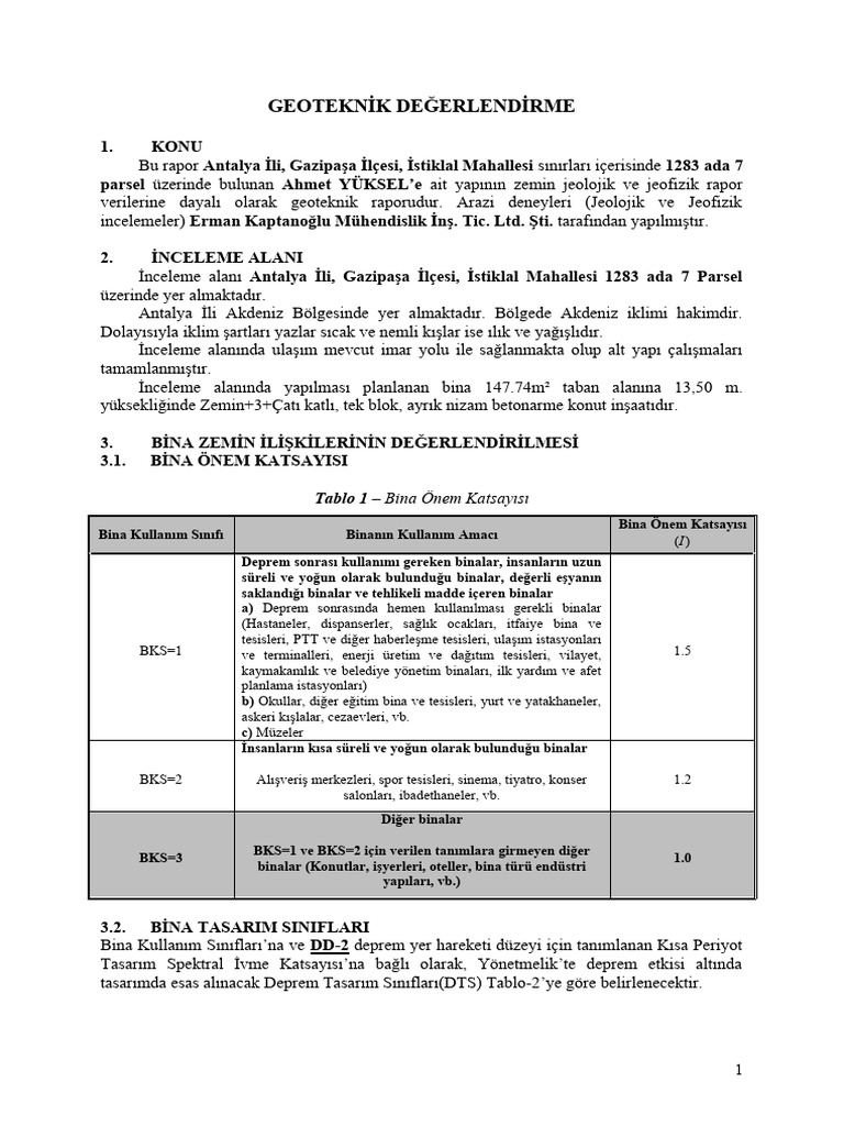 1283 Ada 7 Parsel Geoteknik Raporu | PDF