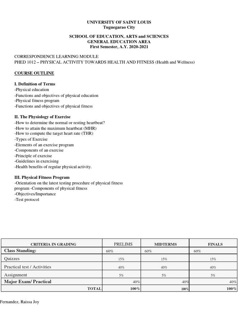 Physical Education and Fitness Overview | PDF | Physical Fitness ...