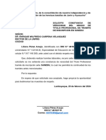 Soliciito Constancia de Veracidad Del Grado de Titulo Profesional en Tramite de Inscripcion en Sunedu