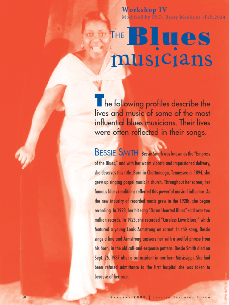 Influential Blues Musicians Profiles | PDF | Blues | Music Of The ...