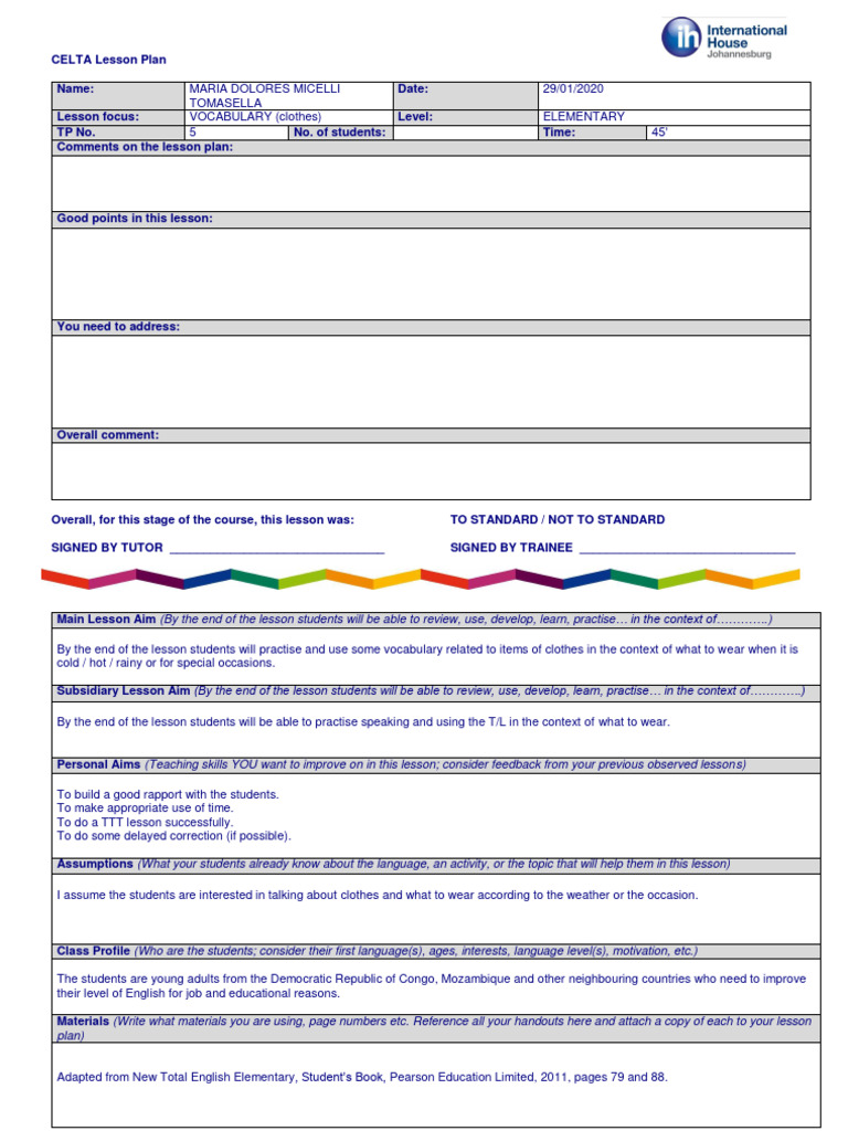 CELTA Lesson Plan IH Joburg 2019 - 5 - DOLO | PDF | Plural ...
