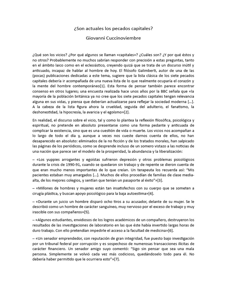 Relevancia actual de los pecados capitales | PDF | Virtud | Amor