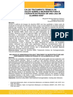 INFLUÊNCIA DO TRATAMENTO TÉRMICO DE LIGAS DE ALUMINIO HOMOGENEIZAÇÃO SOBRE A MICROESTRUTURA E Novelis H.O Liga 6060