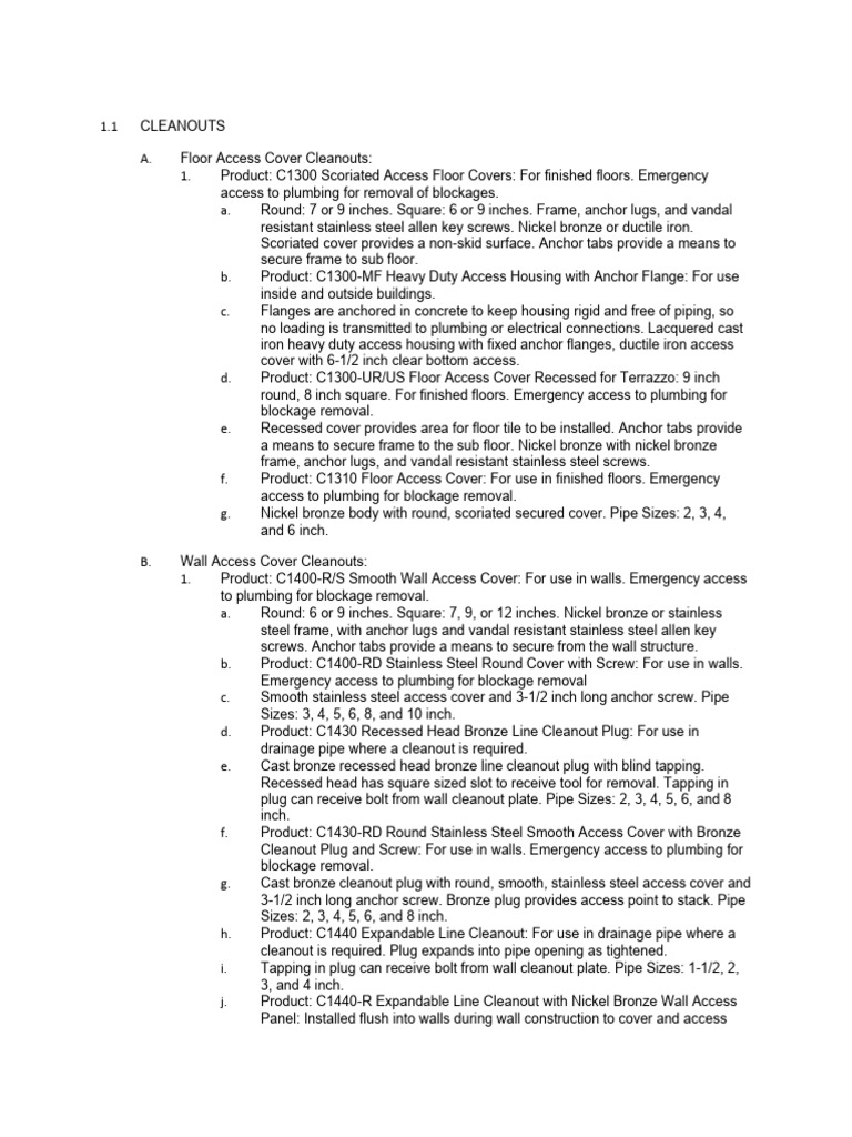 General Cleanouts | PDF | Plumbing | Screw