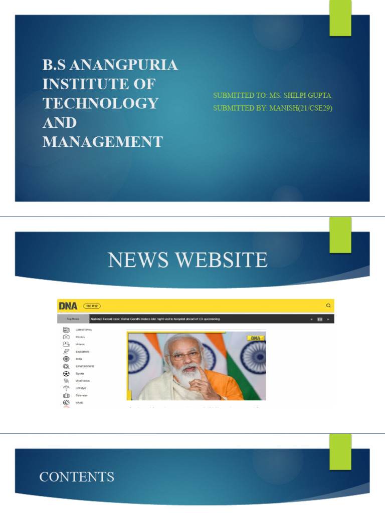 News Website Presentation by Manish | PDF | World Wide Web | Internet & Web