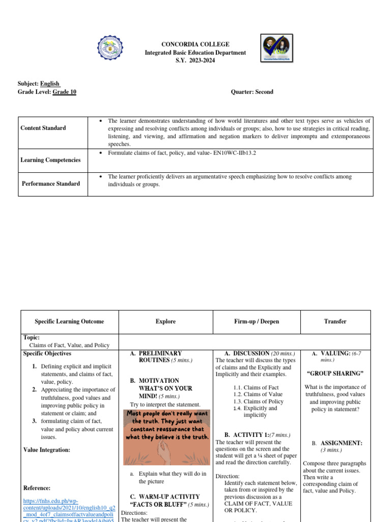 Lp claims of fact value and policy edit pdf pdf learning policy