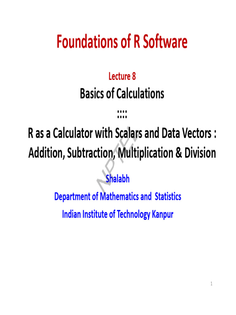 R Software: Basic Calculations Guide | PDF | Euclidean Vector | Calculator
