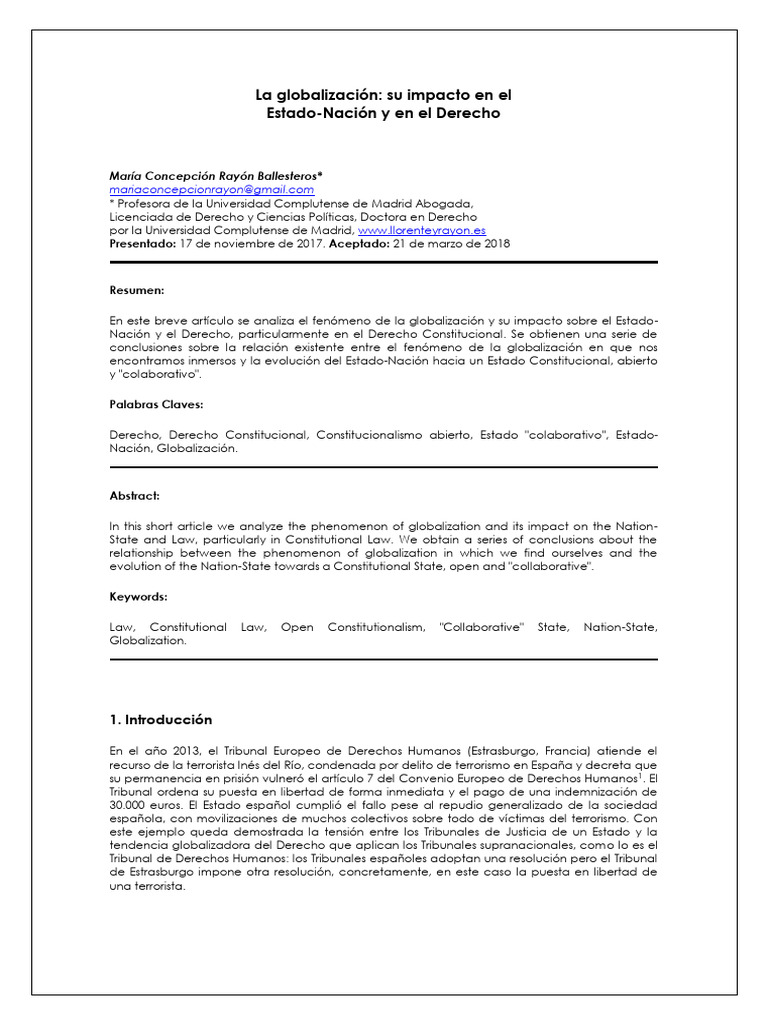 Impacto de la Globalización en el Derecho | PDF | Estado (política ...