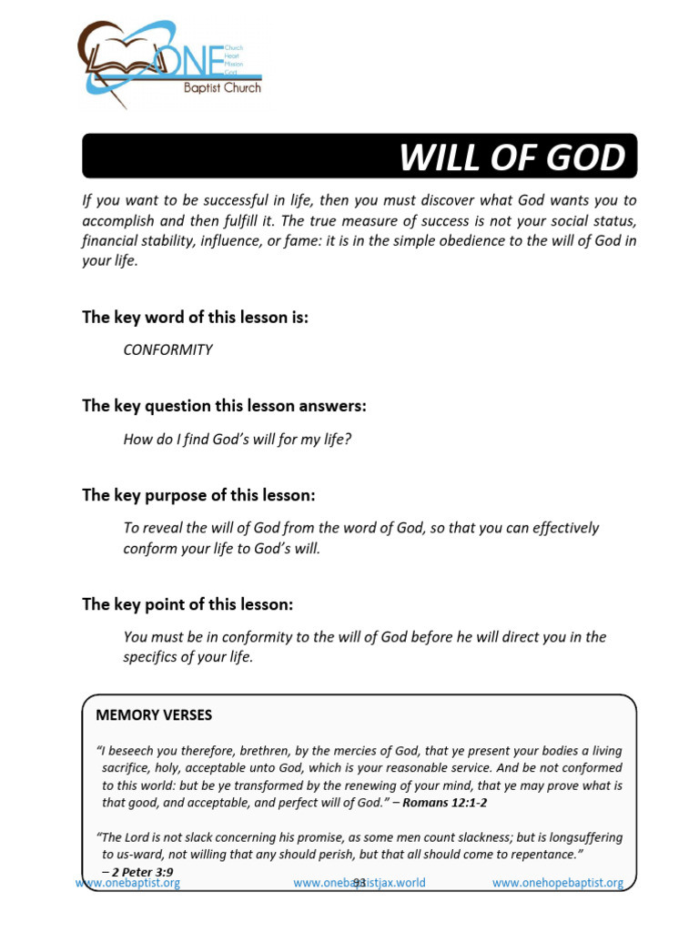 Understanding God's Will for Your Life | PDF | God | Epistle To The Romans