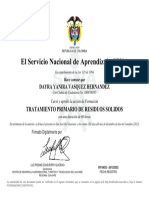 El Servicio Nacional de Aprendizaje SENA: Tratamiento Primario de Residuos Solidos