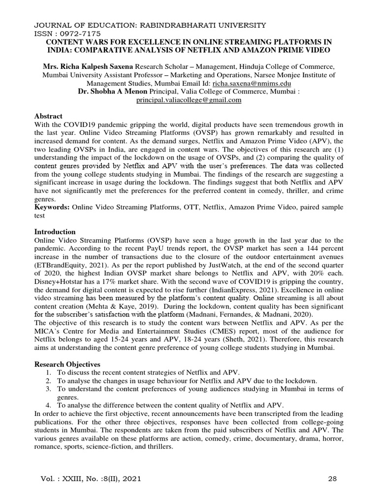 2021 Richa Saxena UGC Care Content Wars | PDF | Streaming Media | Netflix