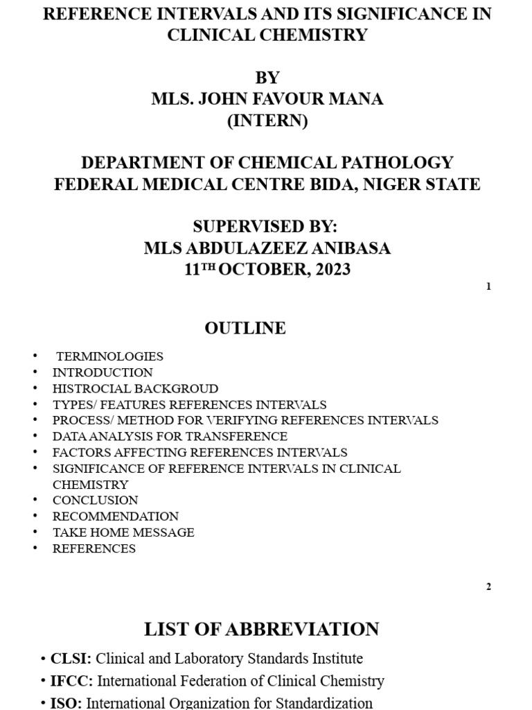Reference intervals and its significance in clinicallaboratory pdf