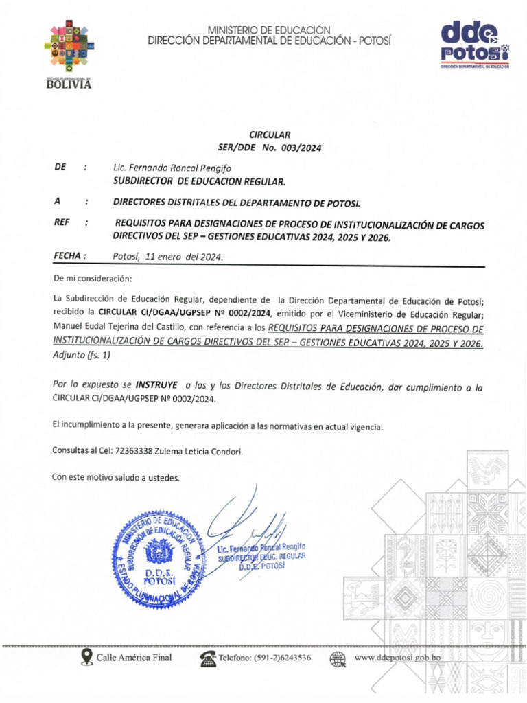 Circular 003 01 2024 Requisitos para Designaciones de Proceso de ...