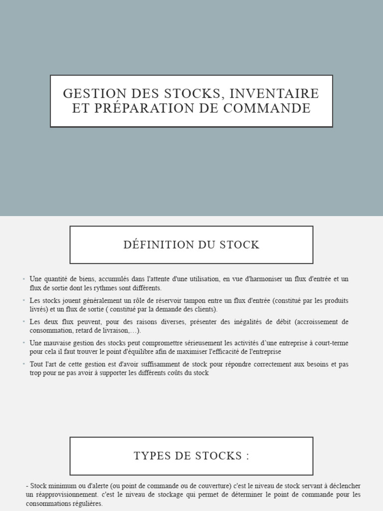 Gestion des Stocks et Types de Stock | PDF | Inventaire | Stockage de l ...