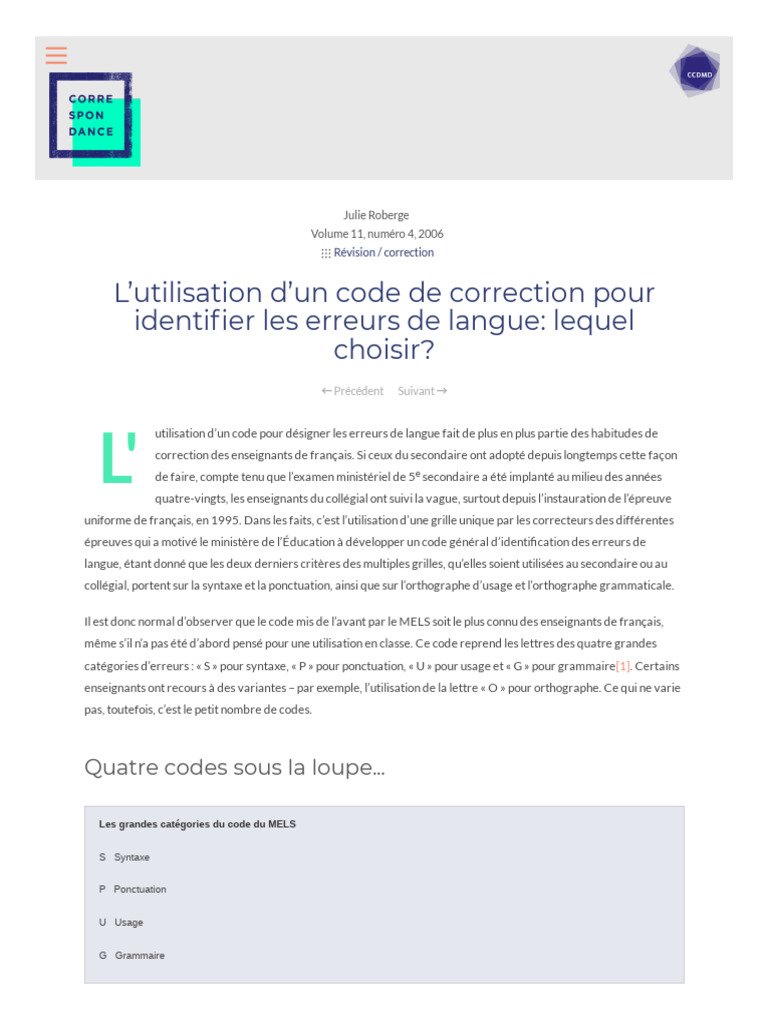 Guide du code de correction en français | PDF | Nombre grammatical ...