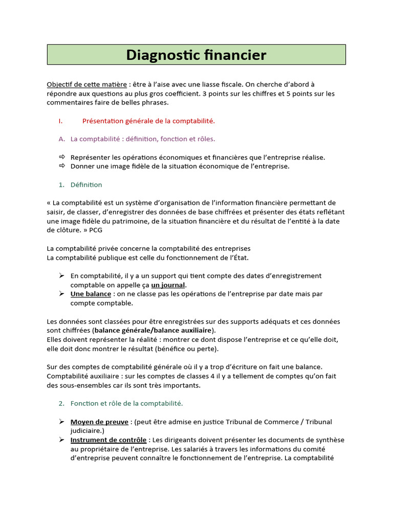 Diagnostic financier et comptabilité | PDF | Comptabilité | Fonds de ...