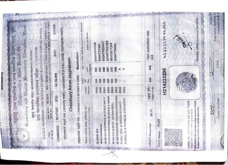 10th Signed Marksheet - 11zon | PDF