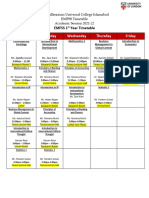 1st Year Timetable 9th September 2021