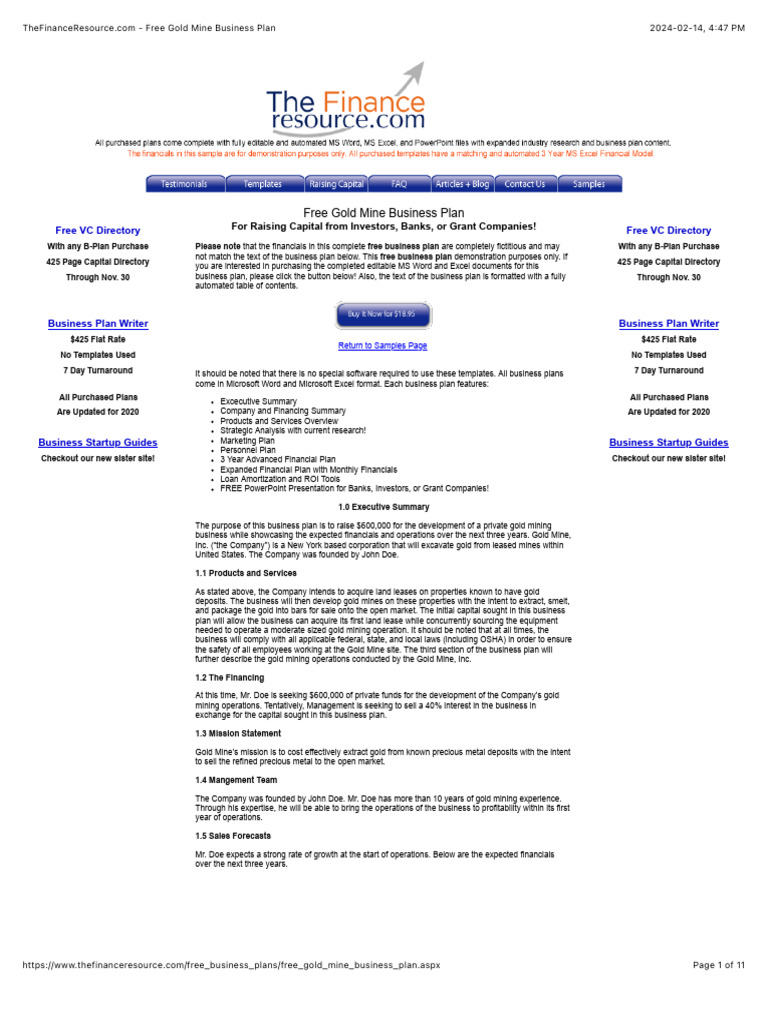 Busines Plan Template PDF Inflation Marketing