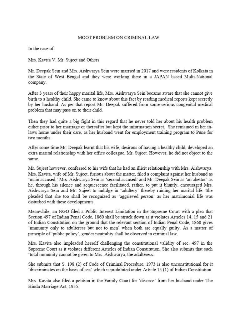 Criminal Law Moot Problem Pdf Government Human Rights