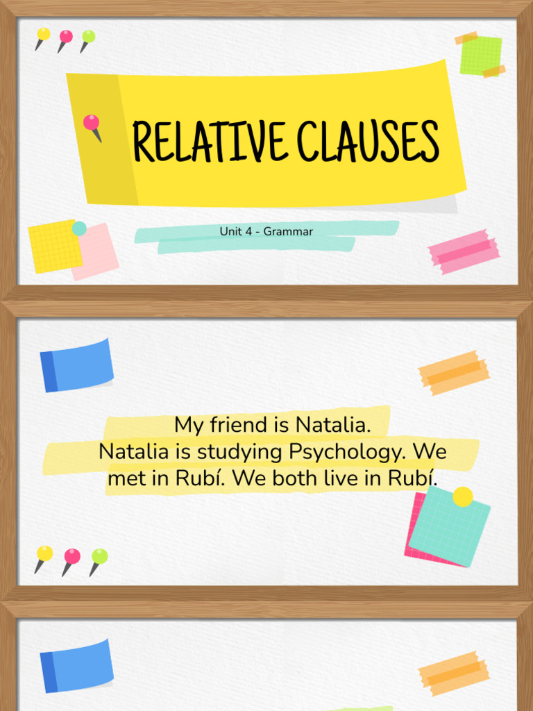 Grammar Unit 4 - Relative Clauses | PDF | Verb | Linguistic Morphology