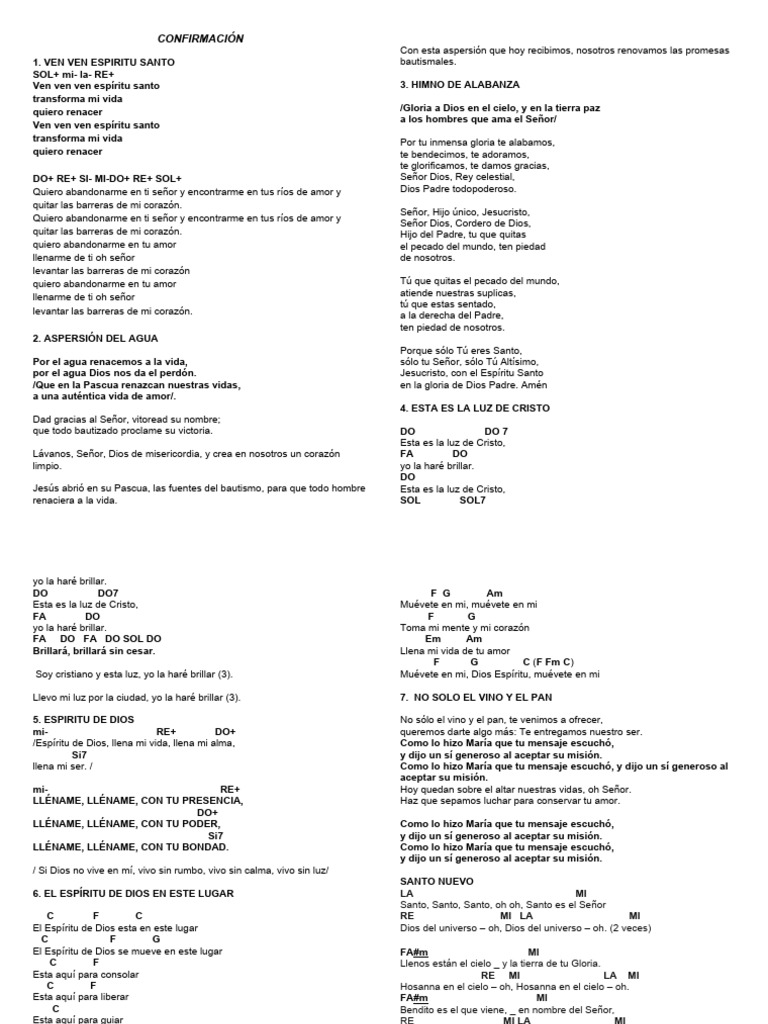Cantos para la Confirmación Católica | PDF | María, madre de Jesús ...