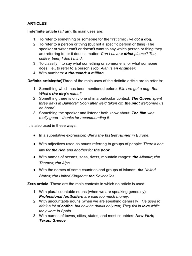 Understanding English Articles and Emphasis | PDF | Adjective | Noun