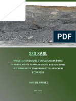Avis de Projetouverture Et Exploitation Carriere de Basalte S3D SARL