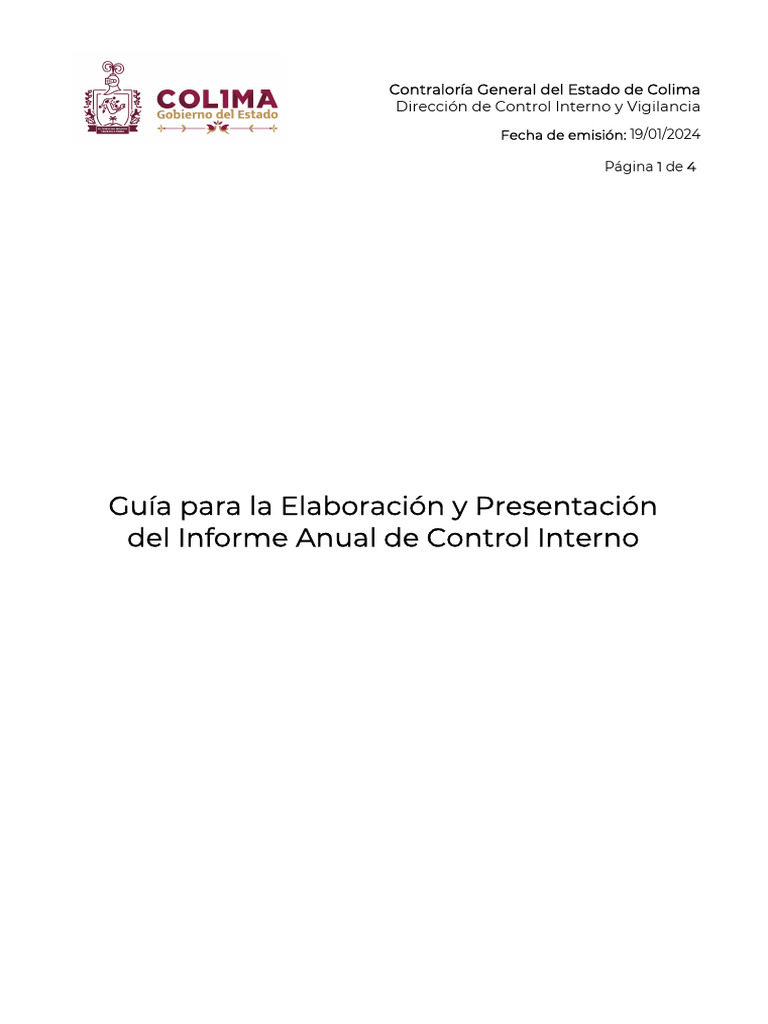 Guía para Informe Anual de Control Interno | PDF | Estado de los ...