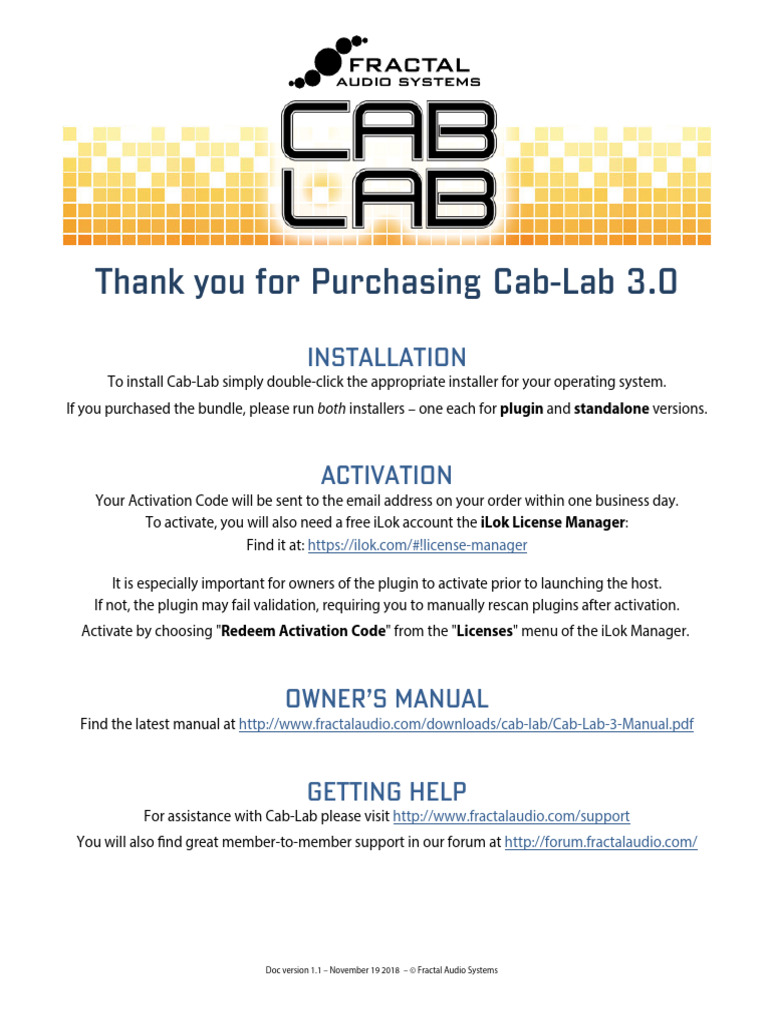 Cab-Lab 3 Installation Guide | PDF