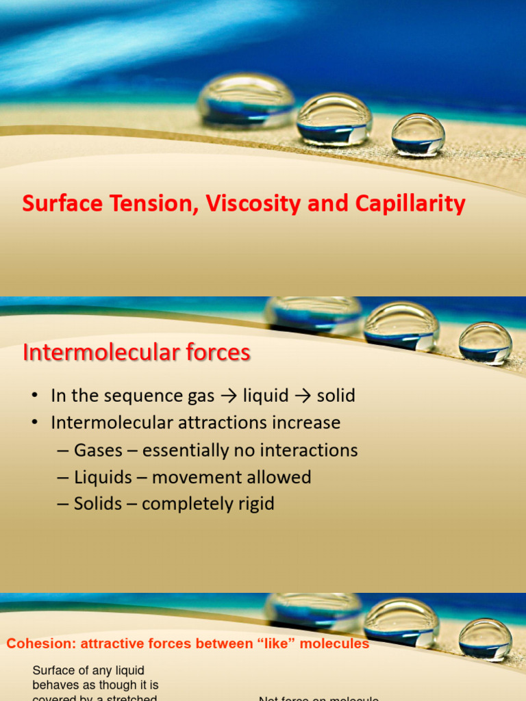 Surface Tension, Viscosity, and Capillarity | PDF | Viscosity | Fluid ...