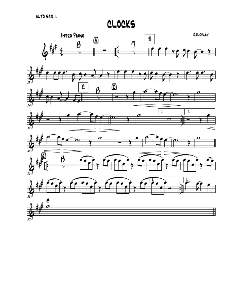 CLOCKS - Alto Sax. 1 | PDF