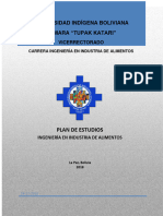 Plan de Estudios Ingeniería en Industria de Alimentos