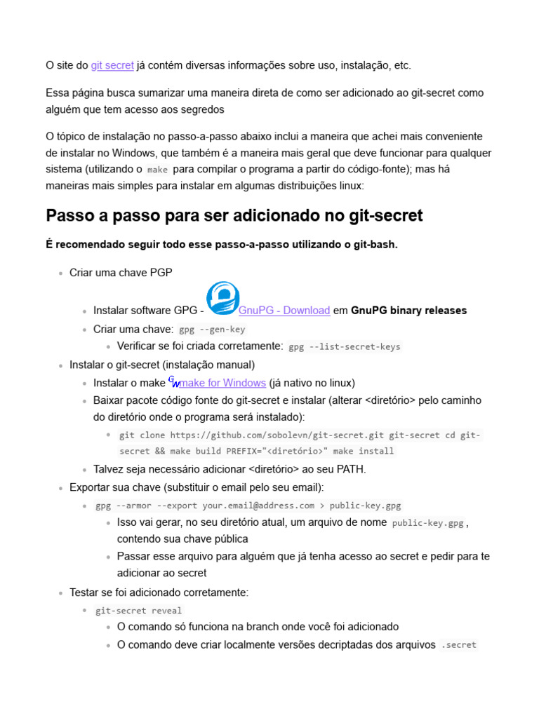 Como Usar o Git-Secret no Windows | PDF | Linux | Ciência da Computação
