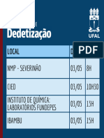 Cronograma de Dedetização UFAL MAIO CARDS