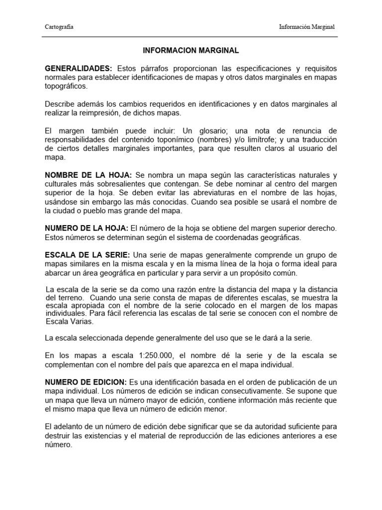 Información Marginal en Cartografía | PDF | Mapa | Cartografía
