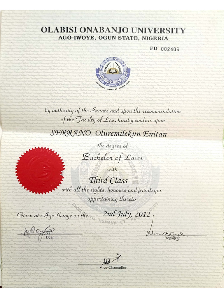 O. O. U Certificate | PDF