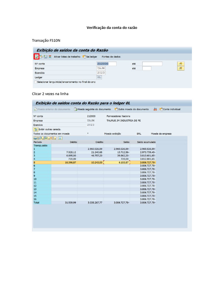 Verificação Da Conta Do Razão FS10N | PDF
