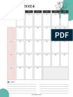 Minimalistic January 2024 Calendar Monthly Planner